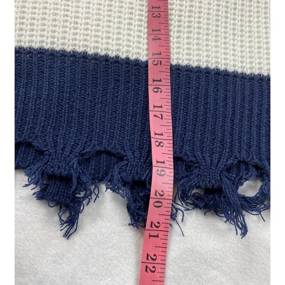 Full Circle Trends Womens L Sweater Color Block Chewed Hem Crop Long Sleeve NEW - Picture 4 of 8
